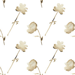 Orange flower pattern on a white background. Hand-drawn illustration. Perfect for autumn.