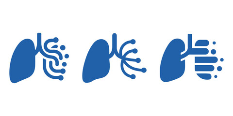 Lung Health Technology Logo Design Vector Set