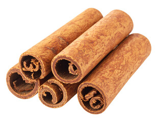 Dried Cinnamon Sticks Isolated on White Background