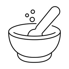Mortar and pestle outline icon design medical pharmaceutical laboratory chemistry science vector 