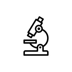 Minimalist microscope line art icon representing scientific discovery and research
