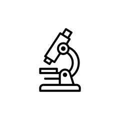 Fototapeta premium Simple black and white line drawing of a microscope for scientific research and education