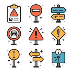 Traffic signs and road icon