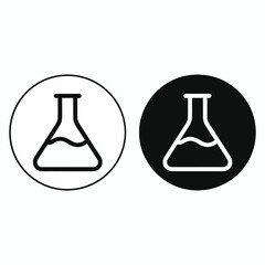 Minimalist icon design conical flask with liquid science chemistry lab equipment
