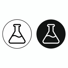 Minimalist icon design of a conical flask with liquid for science and technology applications