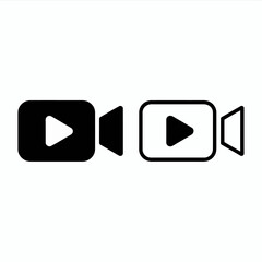 Minimalist video player and camera icons for digital media and content creation