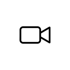 Simple clean line art icon of a video camera for digital content creation and media applications
