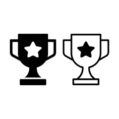 Minimalist icon design two trophies star winner award success achievement recognition