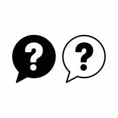 Simple black and white question mark speech bubble icons for communication and information seeking
