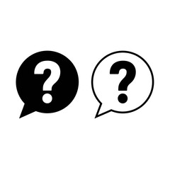 Simple black and white question mark icons speech bubbles for general use and inquiry