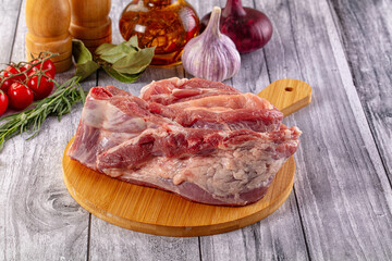 Raw spare pork ribs meat