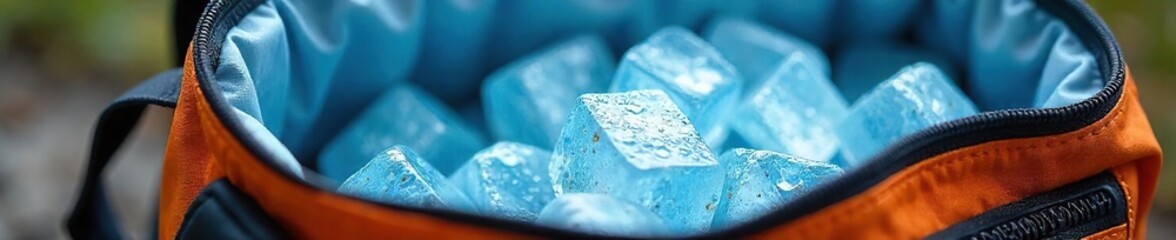 Perfectly Chilled Ice Cubes in a Stylish Insulated Cooler Bag, Ideal for Picnics, Camping, and Everyday Use. Keeps Drinks Refreshingly Cold for Hours.
