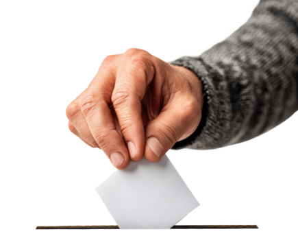 Casting vote action election day voting process urban isolated on transparent background
