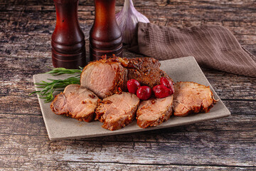 Baked pork sirloin with cornus