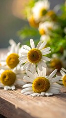 Chamomile Daisies in Sunlight - A Close-Up of Floral Beauty.