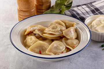 Traditiolal vareniki - stuffed dumplings with potato