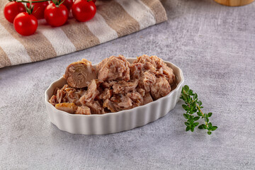 Canned tuna fillet for salad
