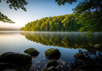 Serene Lakeside Sunrise.