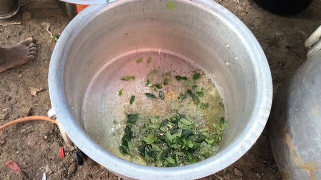 Preparing Masala for Rice Bath &ndash; Spicy Aromatic Base with Fresh Herbs and Traditional Seasoning. Authentic Indian Cooking Process Creating Rich Flavor and Vibrant Color