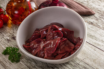 Raw chicken liver in the plate
