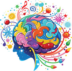 Fototapeta premium New Year Creative Expression abstract brain with flowing colors for unlimited creative potential