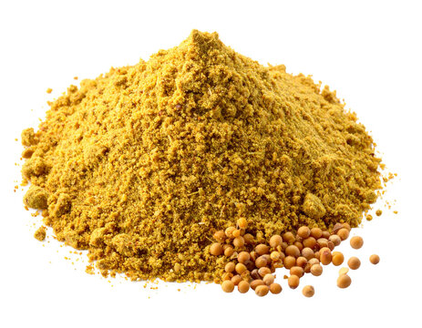 Ground Mustard Spice Isolated on White Background