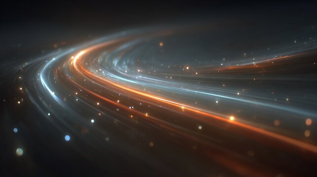 Abstract futuristic background with glowing lines and light trails creating dynamic movement and - Powered by Adobe