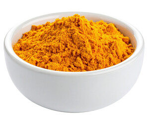 Ground Turmeric Powder in a White Bowl Isolated Image