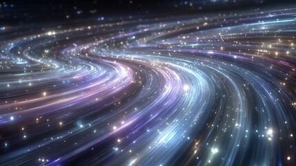 Abstract Galaxy Swirl with Glittering Stars and Light Trails in Cosmic Space