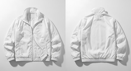 White Sport Jacket, Minimalist Style, Front and Back View.