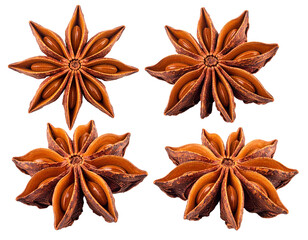 Star Anise Spice Dried Isolated on White Background