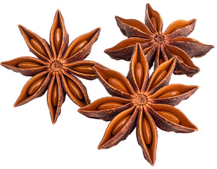 Star Anise Spice Isolated on White Background