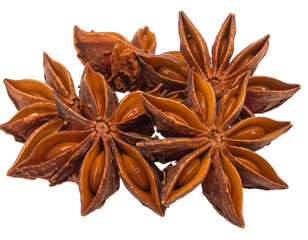 Dried Star Anise Spice Isolated on White Background