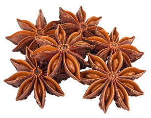Dried Star Anise Spice on White Background