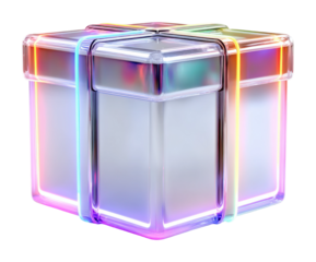 Vibrant gift box unveiling modern colorful design isolated on transparent background