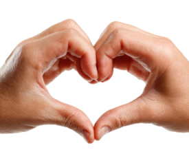 Heart-shaped gesture of love isolated on transparent background