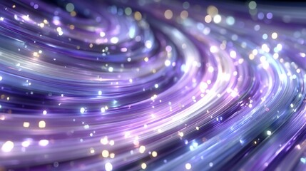 Abstract purple and blue light streaks background with glowing particles and dynamic swirl