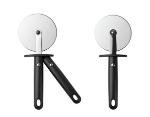 Pizza Cutter with Black Handle Bundle, isolated on transparent background