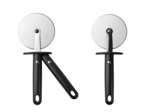 Pizza Cutter with Black Handle Bundle, isolated on transparent background