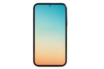 Front view of a modern smartphone with gradient display, isolated on white background, clean design concept for creative layout. Ai generative