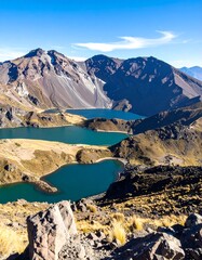 High altitude lakes nestled in mountains