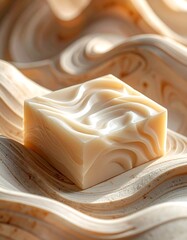 Swirled Soap Bar on Textured Surface - A Clean Beauty Still Life.