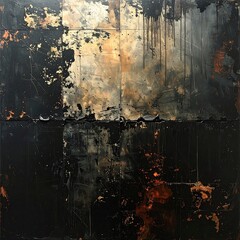Abstract Composition - Dark Hues and Textured Surfaces in Modern Art.
