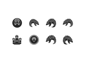 Pangolin Icon Set Silhouette Collection.