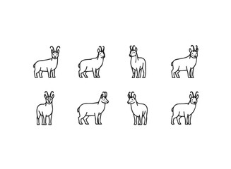 Set of stylized chamois goat icons.