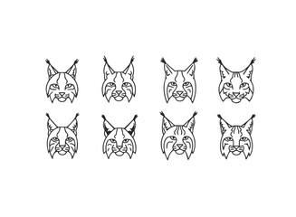 Set of Stylized Lynx Head Icons 1.