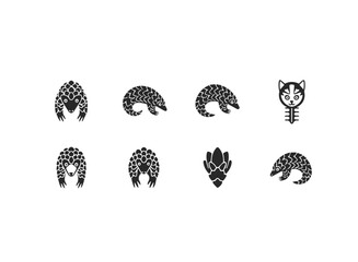 Stylized Pangolin and Animal Icons Collection.