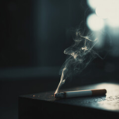 smoking cigarette on black background