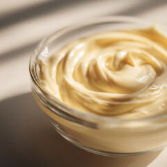 bowl of mayonnaise, closed up