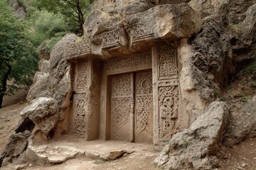 Treasure Valley. King Midas Tomb in Phrygian Valley, Turkey. Ancient Cross-Carving Destination.